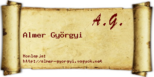 Almer Györgyi névjegykártya