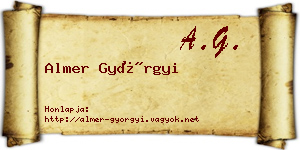 Almer Györgyi névjegykártya